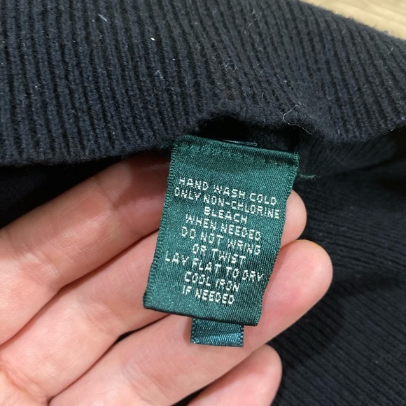 Ralph Lauren Women Sweater Metallic Black Striped Cotton Blend Boat Neck - Picture 4 of 5